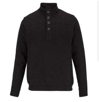 Guide London Half Button Up Sweatshirt with Collar - Black