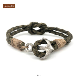 Leather Anchor Clasp Bracelet