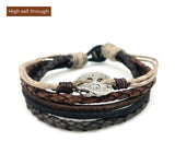 Multi Color -leather/jute-metal Bracelet