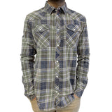 Silver Jeans Co - Acid Washed Indigo Plaid Shirt Olive