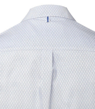 Printed Light Blue Short Sleeve Button Down Shirt
