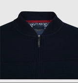 Guide London Zip Thru Sweater Jacket with Baseball Collar - Navy